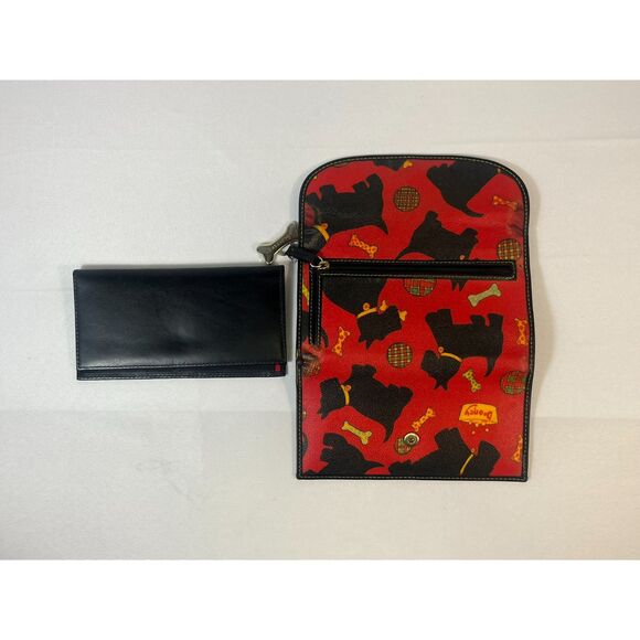 VTG Dooney & Bourke Scottie Dog Red Wallet Clutch Checkbook Card Holder 7" - Picture 5 of 16